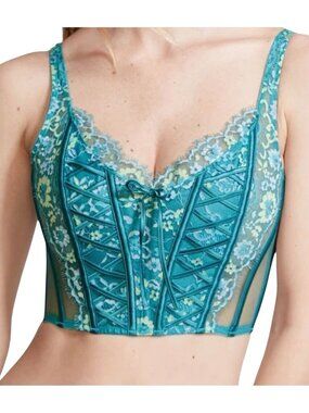 NWOT $69.95 VS Dream Angels Corset Bustier S Teal Multicolor Floral